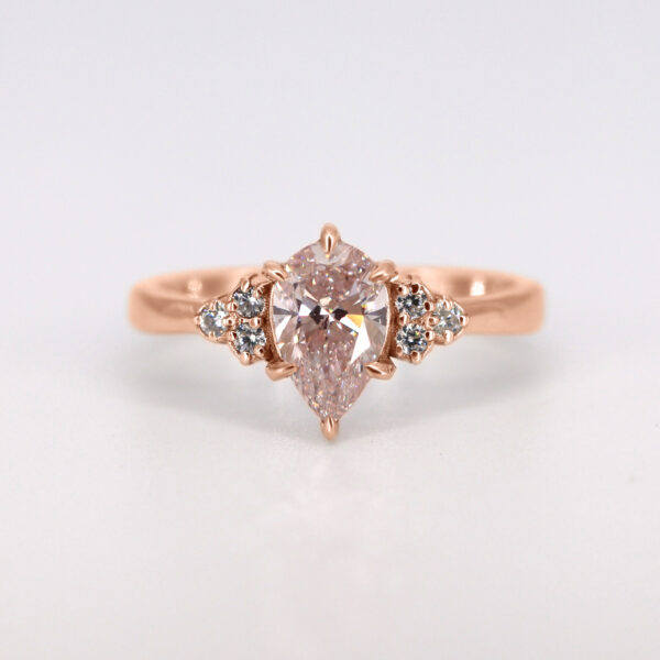 pink pear shape diamond rose gold